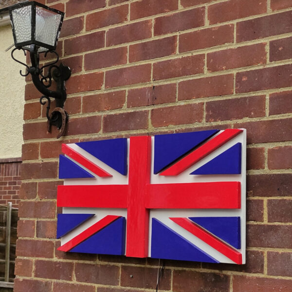 UK 3D Flag with sound-sensitive LED effects – Wooden Handmade British Union Jack, Great Gift Idea - Image 2
