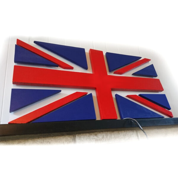 UK 3D Flag with sound-sensitive LED effects – Wooden Handmade British Union Jack, Great Gift Idea - Image 4